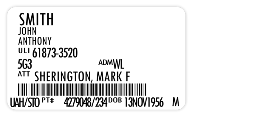 Patient Sticker Unknown