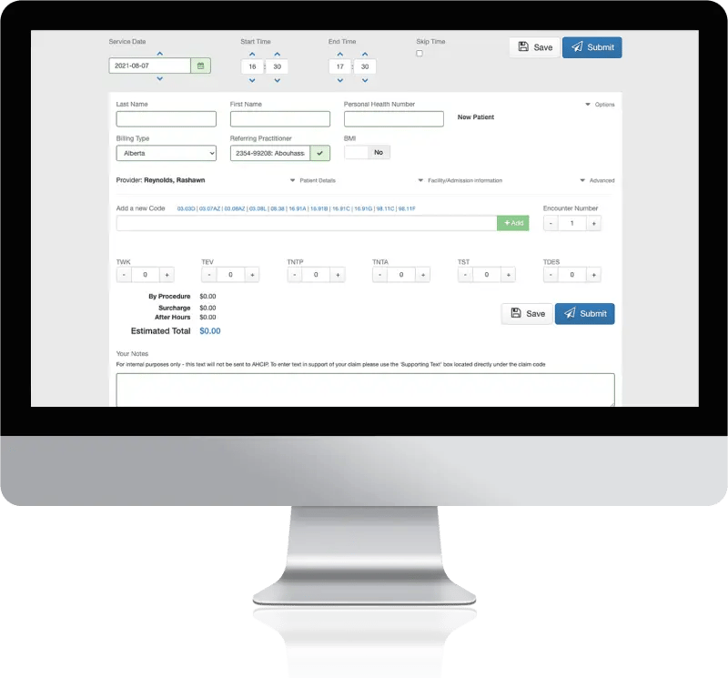 Physician billing entry